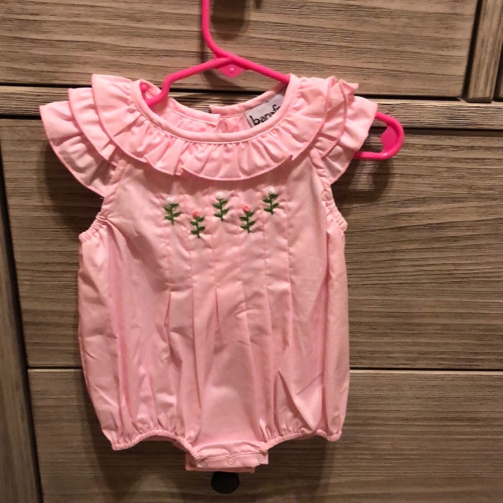 Pink Barefoot 6 month onesie